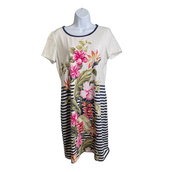 Tommy Bahama Kahuna Cascade Tropical Floral T Shirt‎ Dress Size S Beachy Summer - Picture 1 of 12